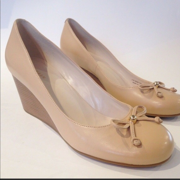 Cole Hana Elsie Lace Wedge Nude Heel Pump Bow 8.5 - Picture 4 of 4